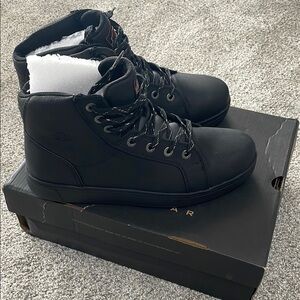 Harley-Davidson Black Leather Boots with Lace-Up Design